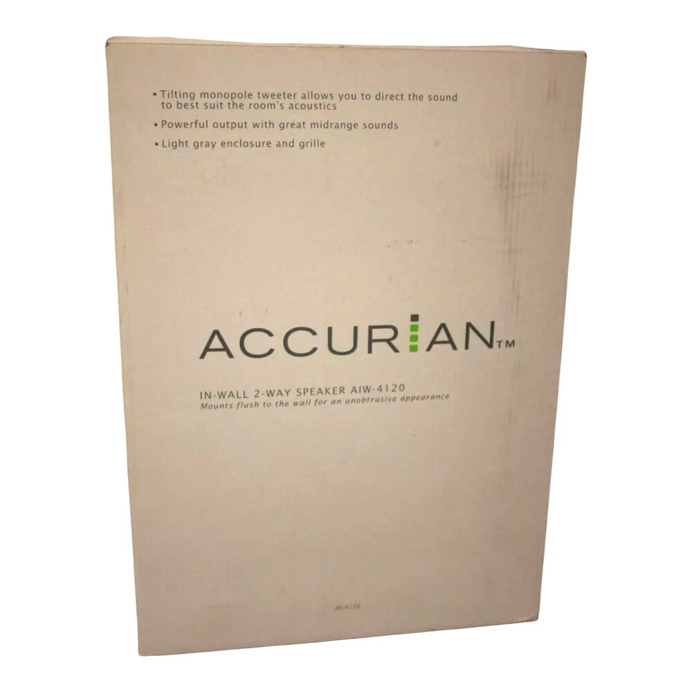 Accurian In Wall 2 Way Speaker with Flush Mount Woofer AIW-4120 New In Box